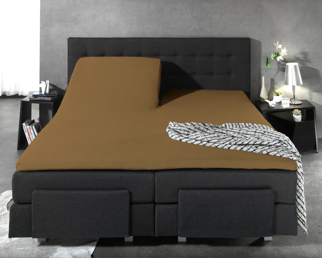 Halkaistu splittopper puuvilla lakana - Taupe 140x200