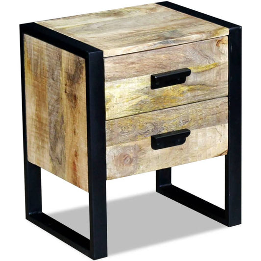 Sivupöytä 2 Laatikolla Täysi Mangopuu 43x33x51 cm