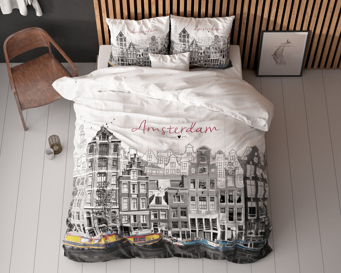 Old Amsterdam 140 x 220 - Harmaa pussilakanasetti