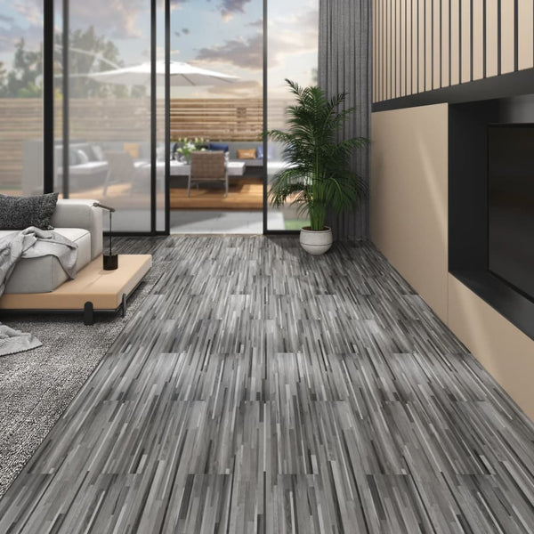 PVC-lattialankut 5,02 m² 2 mm itseliimautuva raidallinen harmaa