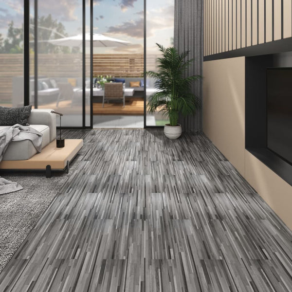 PVC-lattialankut 4,46 m² 3 mm itseliimautuva raidallinen harmaa