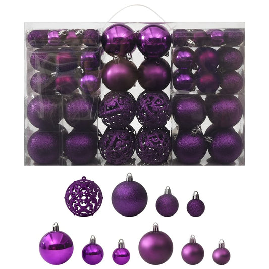 Joulukuusen pallosarja 100 kpl violetti
