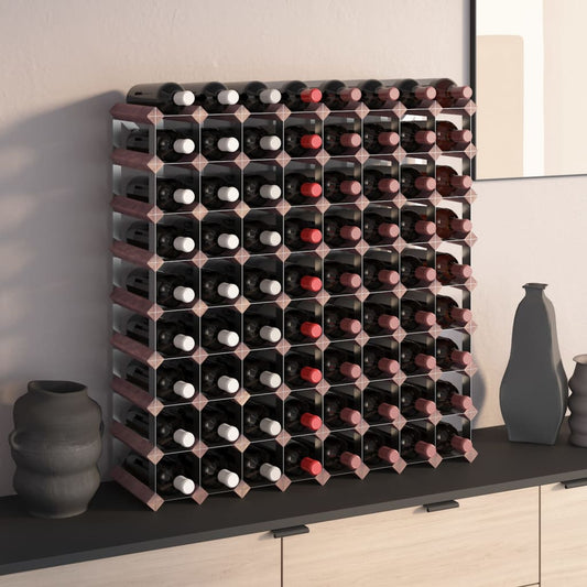 Viinipulloteline 72 pullolle ruskea täysi mänty