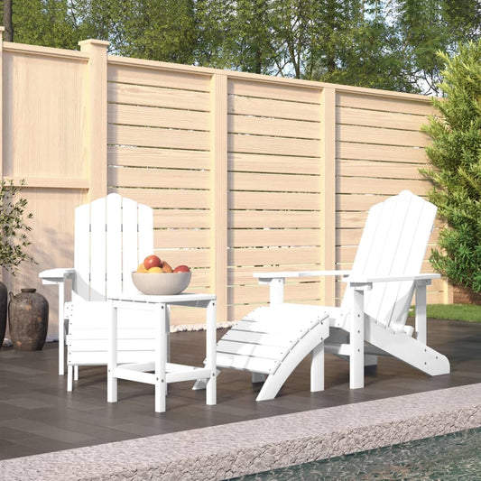 Adirondack puutarhatuolit jalkatuilla/pöydällä HDPE valkoinen