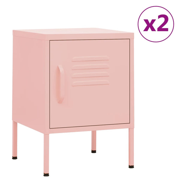 Yöpöydät 2 kpl vaaleanpunainen 35x35x51 cm teräs