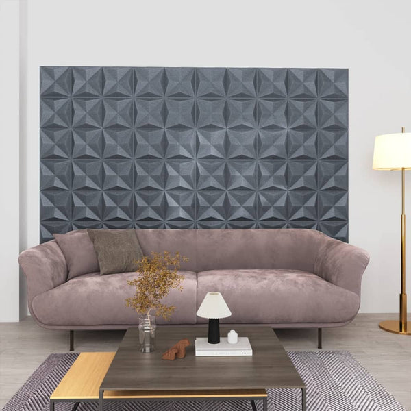 3D-seinäpaneelit 24 kpl 50x50 cm harmaa origami 6 m²