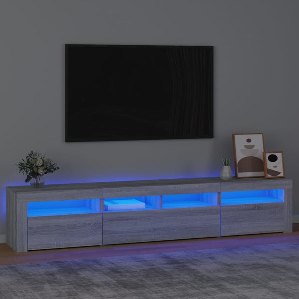 TV-taso LED-valoilla harmaa Sonoma 210x35x40 cm