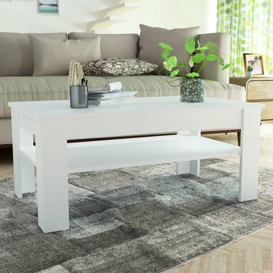 Sohvapöytä Lastulevy 110x65x48 cm Valkoinen