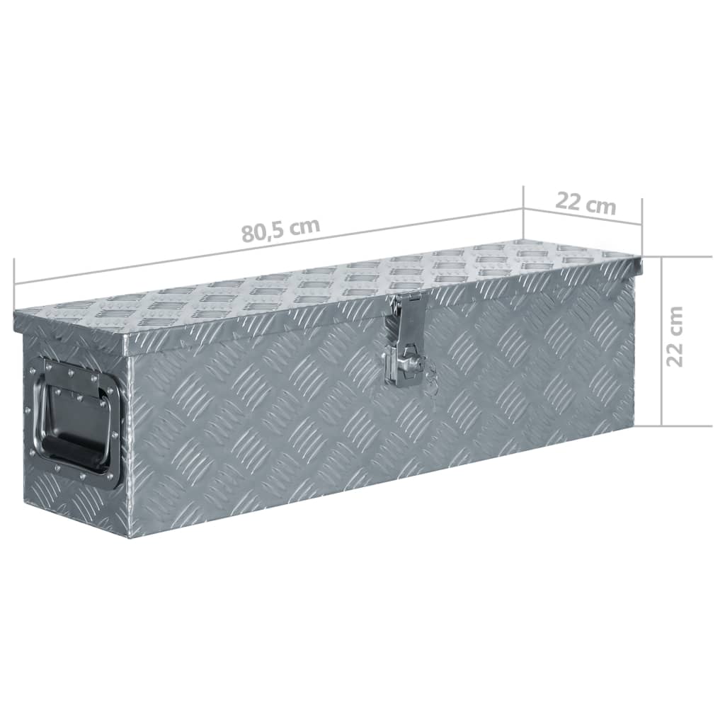 Alumiinilaatikko 80,5x22x22 cm hopea