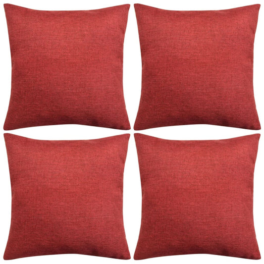 Tyynynpäällinen Pellavatyylinen Viininpunainen 4kpl 80x80 cm