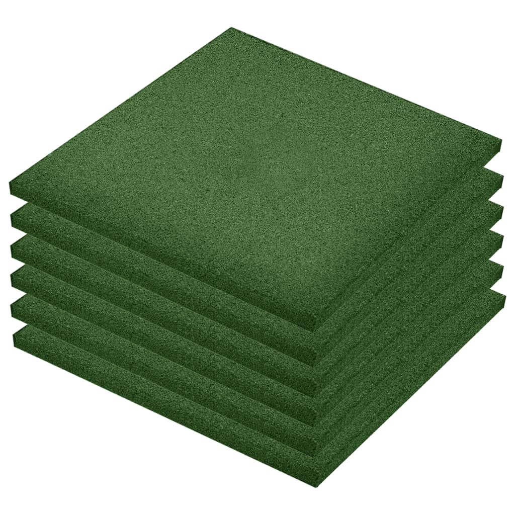Kaatumissuojalevyt 6 kpl kumi 50x50x3 cm vihreä