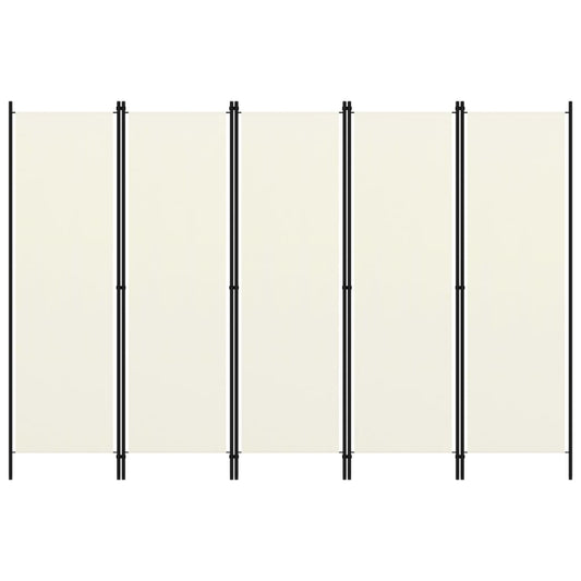 5-paneelinen tilanjakaja kermanvalkoinen 250x180 cm