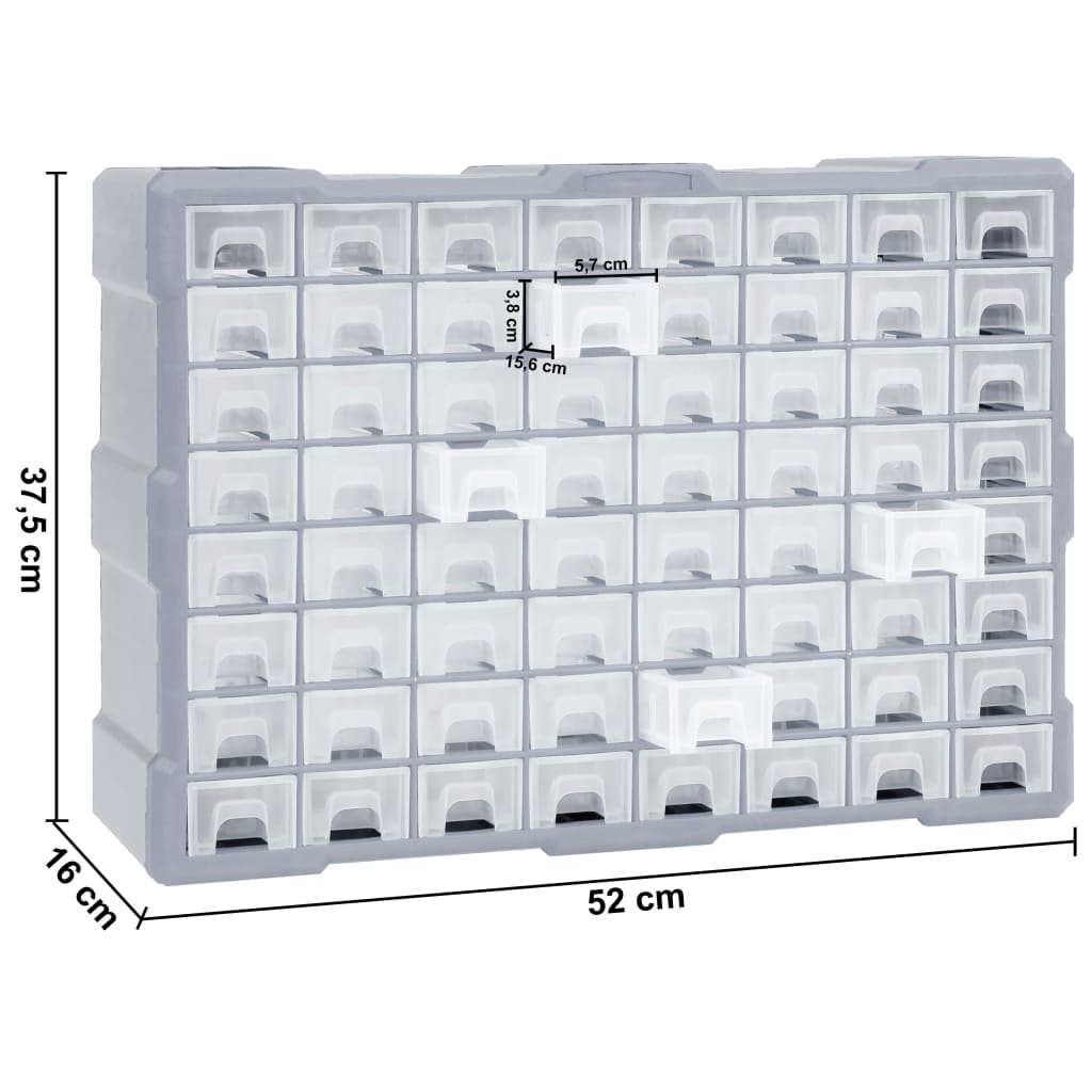 Monilaatikko järjestelijä 64 laatikolla 52x16x37,5 cm