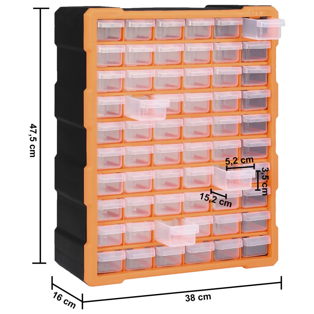 Monilaatikko järjestelijä 60 laatikolla 38x16x47,5 cm