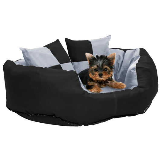 Kaksipuolinen pestävä koiran tyyny harmaa ja musta 65x50x20 cm