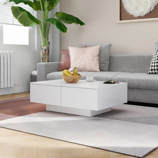 Sohvapöytä valkoinen 90x60x31 cm lastulevy