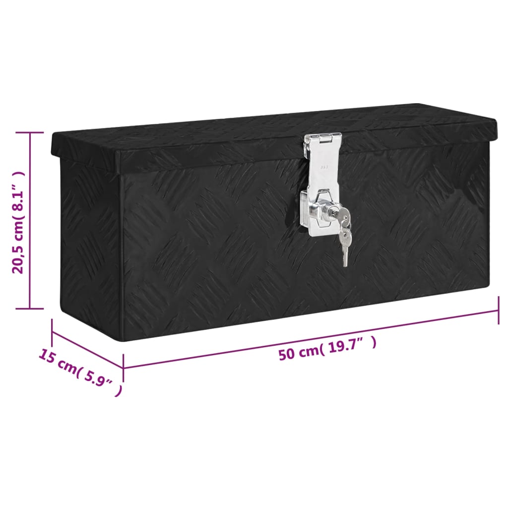 Säilytyslaatikko musta 50x15x20,5 cm alumiini