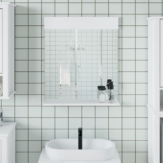 Kylpyhuoneen peili hyllyllä BERG valk. 60x12x70 cm täysi puu