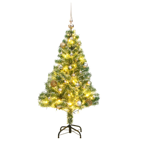 Tekojoulukuusi 150 LED-valoa joulupallot ja lumihuurre 120 cm
