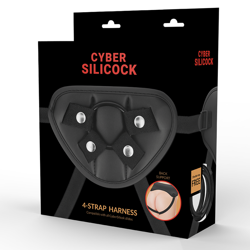 CYBER SILICOCK STRAP-ON HARNESS WITH 3 RINGS FREE