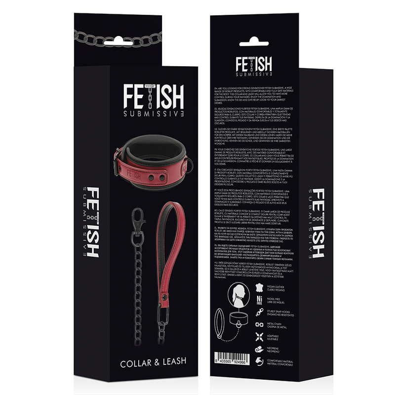 FETISH SUBMISSIVE DARK ROOM COLLAR WITH LEASH