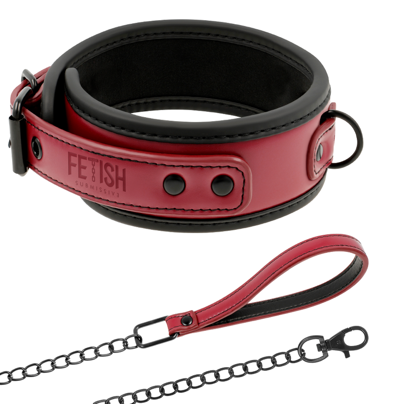 FETISH SUBMISSIVE DARK ROOM COLLAR WITH LEASH